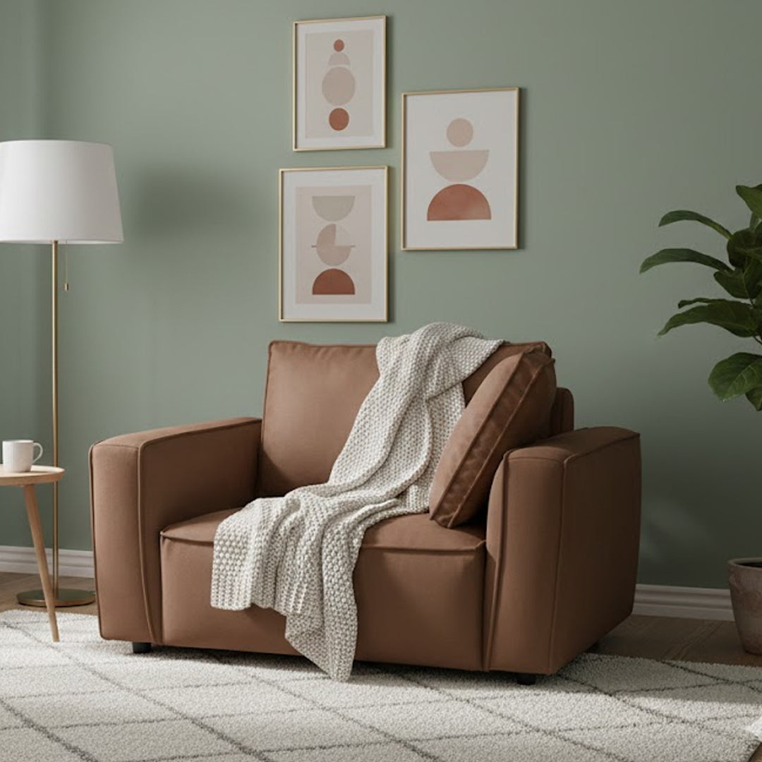 CIMIANO FABRIC 1.5 SEATER ACCENT CHAIR CHOCOLATE