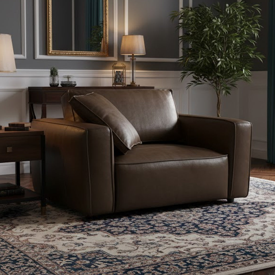 CIMIANO LEATHER 1.5 SEATER ACCENT CHAIR FOREST GREEN