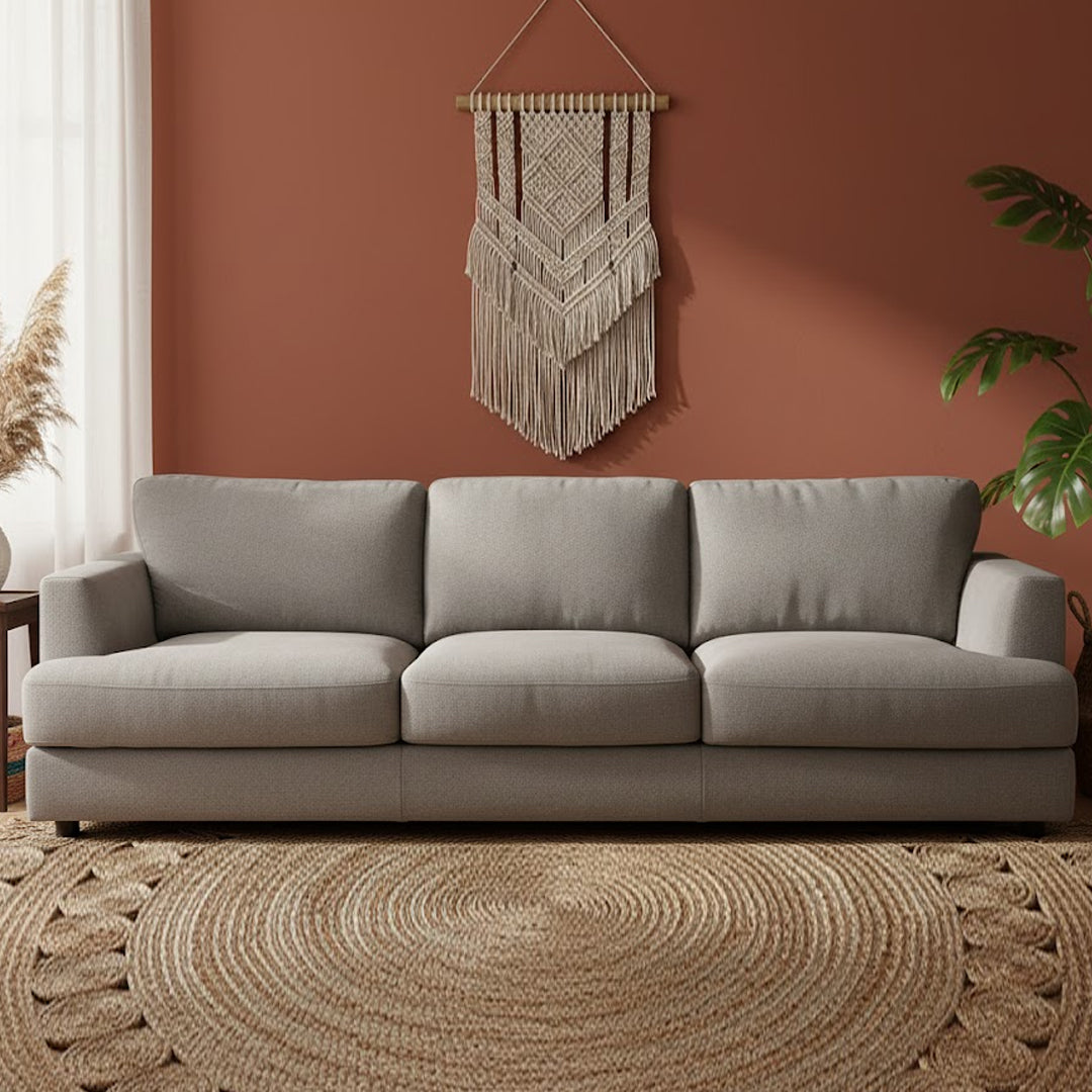 COURTNEY FABRIC 3 SEATER SOFA LIGHT GREY