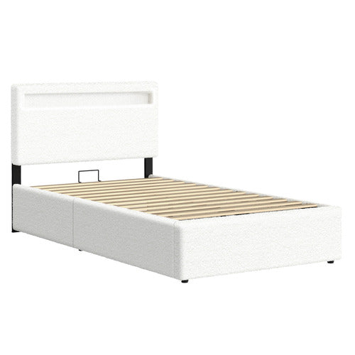 HOXTON ROOM CALEDON BOUCLE GAS LIFT STORAGE BED WITH LED