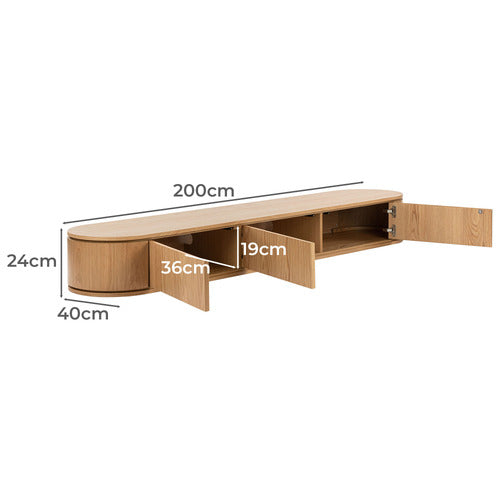 PREMIUM 200CM CANNES CURVED WALL-MOUNTED TV UNIT