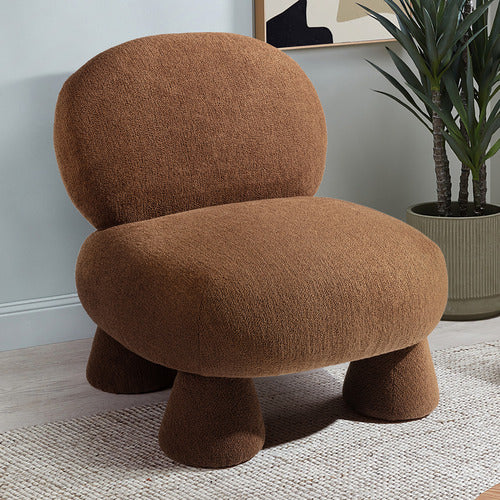 CARAMEL BARNEY BOUCLE ACCENT CHAIR