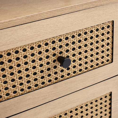 AROYA HOME LUNA 2 DRAWER RATTAN BEDSIDE TABLE