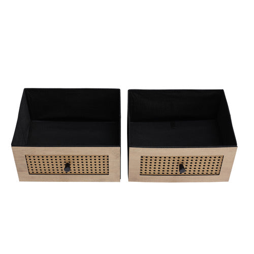 AROYA HOME LUNA 2 DRAWER RATTAN BEDSIDE TABLE