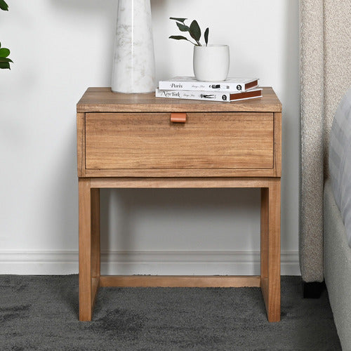 BROOKLYN AND BELLA CASPAR ACACIA WOOD BEDSIDE TABLE