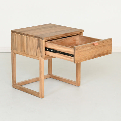 BROOKLYN AND BELLA CASPAR ACACIA WOOD BEDSIDE TABLE