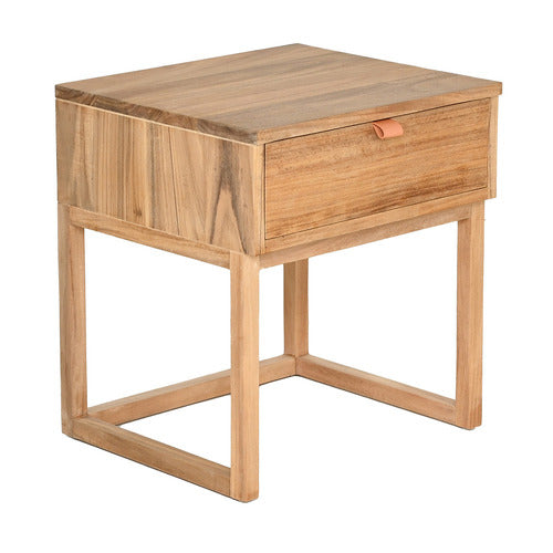 BROOKLYN AND BELLA CASPAR ACACIA WOOD BEDSIDE TABLE