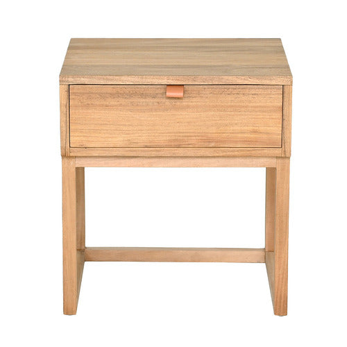 BROOKLYN AND BELLA CASPAR ACACIA WOOD BEDSIDE TABLE