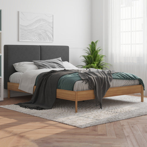 RAWSON & CO CHARCOAL & NATURAL TROLIG WOODEN BED FRAME
