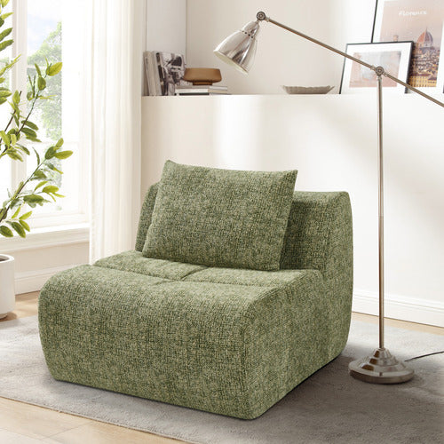 EVIE HOME CLAIRE 3 SEATER LINEN MODULAR SOFA & OTTOMAN SET