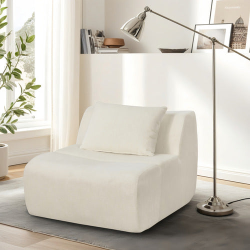 EVIE HOME CLAIRE 3 SEATER LINEN MODULAR SOFA & OTTOMAN SET