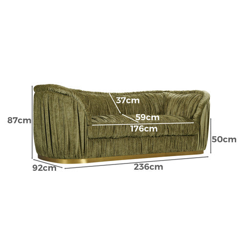 BY DESIGNS CLARETTE 3 SEATER CHENILLE SOFA