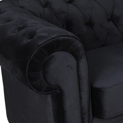 EVERGREEN HOME CLEO BUTTON TUFTED 3 SEATER VELVET SOFA