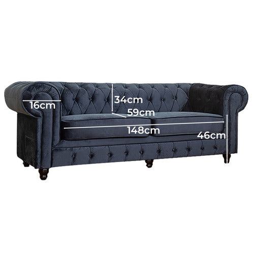 EVERGREEN HOME CLEO BUTTON TUFTED 3 SEATER VELVET SOFA