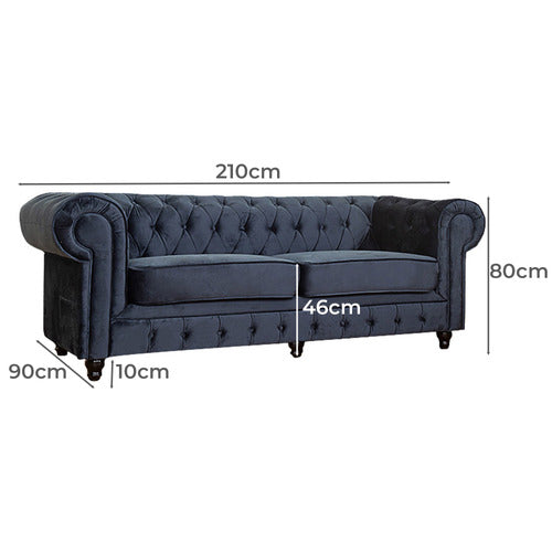 EVERGREEN HOME CLEO BUTTON TUFTED 3 SEATER VELVET SOFA
