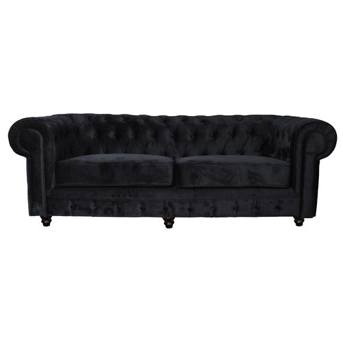 EVERGREEN HOME CLEO BUTTON TUFTED 3 SEATER VELVET SOFA