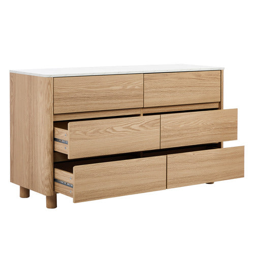 LIVING FUSION CONEY FAUX MARBLE 6 DRAWER CHEST