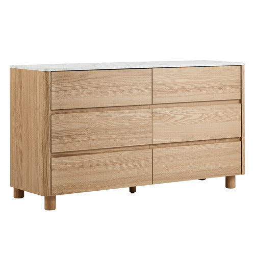 LIVING FUSION CONEY FAUX MARBLE 6 DRAWER CHEST