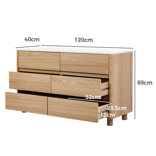 LIVING FUSION CONEY FAUX MARBLE 6 DRAWER CHEST