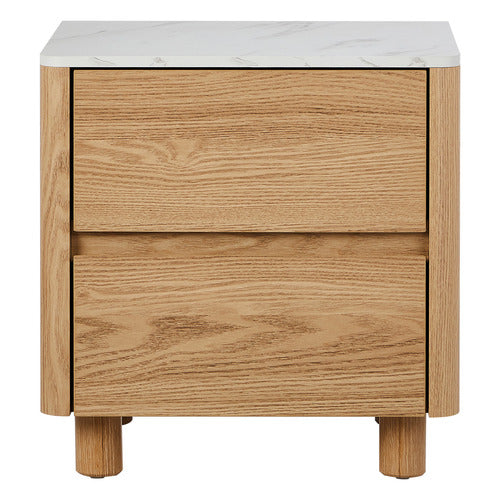 LIVING FUSION CONEY FAUX MARBLE BEDSIDE TABLE