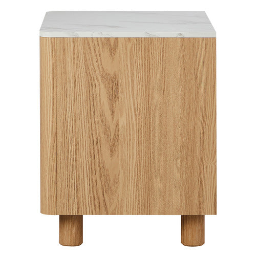 LIVING FUSION CONEY FAUX MARBLE BEDSIDE TABLE