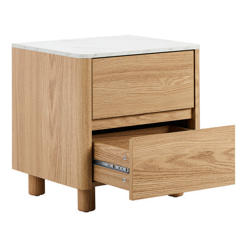 LIVING FUSION CONEY FAUX MARBLE BEDSIDE TABLE
