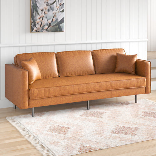 MIKASA FURNITURE COOGEE 3 SEATER FAUX LEATHER SOFA