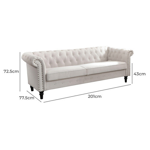 BY DESIGNS CORNELIA CHESTERFIELD 3 SEATER SOFA