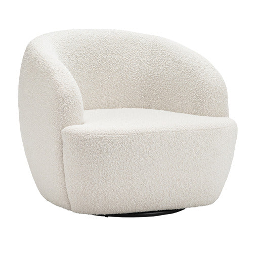 CONTINENTAL DESIGNS CREAM CUDDLE SWIVEL BOUCLE ARMCHAIR