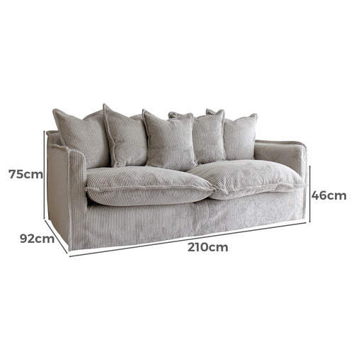 HYDE PARK HOME CUMULUS 3 SEATER CORDUROY SLIPCOVER SOFA