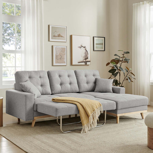CORE LIVING CURTIS 3 SEATER DOUBLE SOFA BED WITH CHAISE