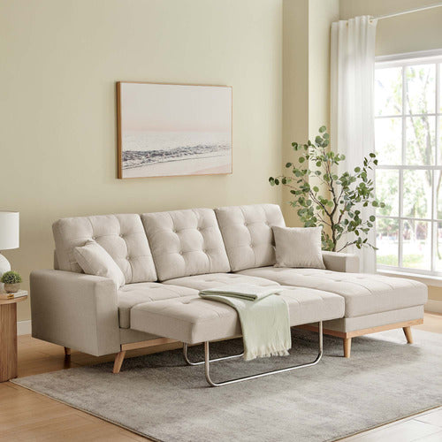 CORE LIVING CURTIS 3 SEATER DOUBLE SOFA BED WITH CHAISE