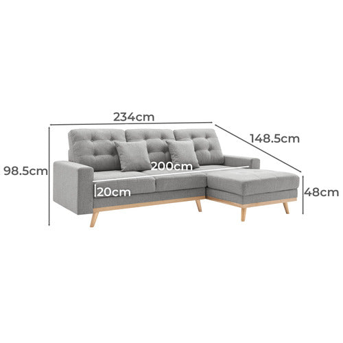 CORE LIVING CURTIS 3 SEATER DOUBLE SOFA BED WITH CHAISE