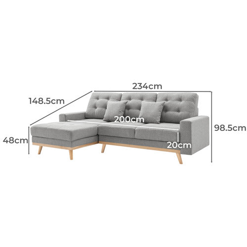 CORE LIVING CURTIS 3 SEATER DOUBLE SOFA BED WITH CHAISE