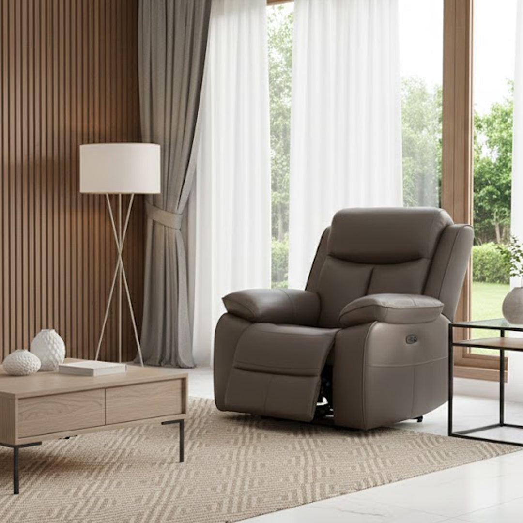 DACIA LEATHER ELECTRIC RECLINER GREY