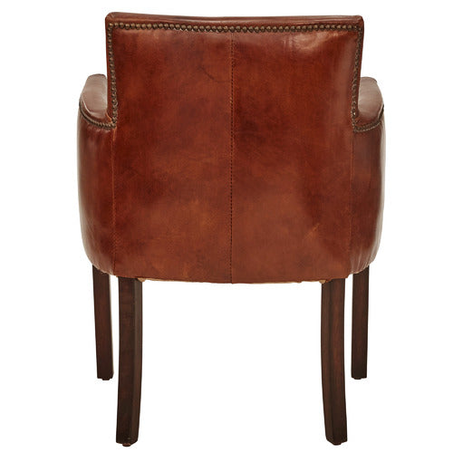 CHARTWELL HOME DARK BROWN HIERO AGED LEATHER ARMCHAIR
