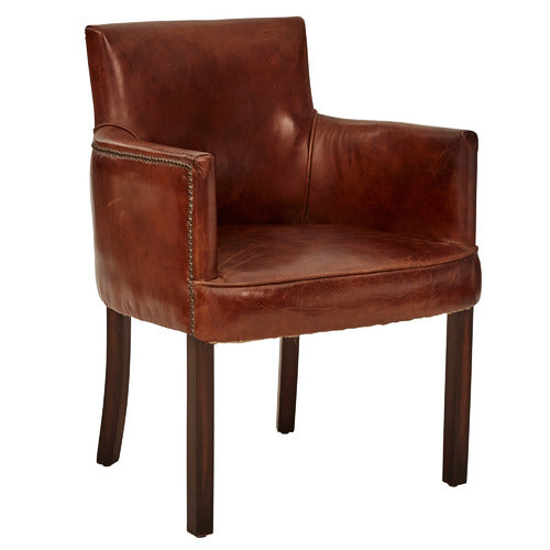 CHARTWELL HOME DARK BROWN HIERO AGED LEATHER ARMCHAIR