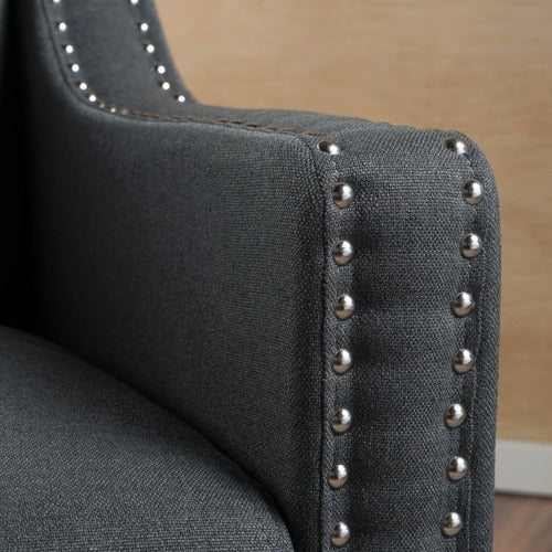 FURNITURE MARKET DARK GREY DAVENPORT FABRIC ARMCHAIR