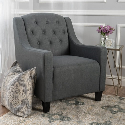 FURNITURE MARKET DARK GREY LAKEWOOD FABRIC ARMCHAIR