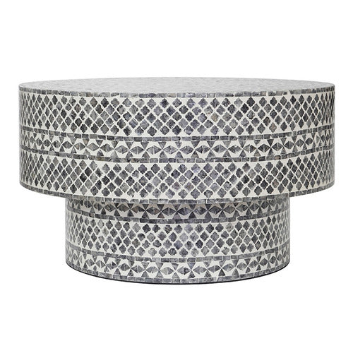 THE DECOR STORE DENISE ROUND CAPIZ SHELL COFFEE TABLE
