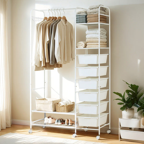 OAKLEIGH HOME DREVAN 3 SHELF CLOTHING RACK WITH STORAGE