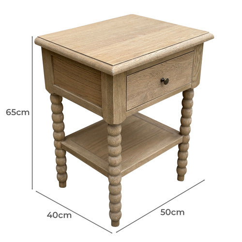 HAMILTON FURNITURE NATURAL DWAYNE OAK WOOD BEDSIDE TABLE
