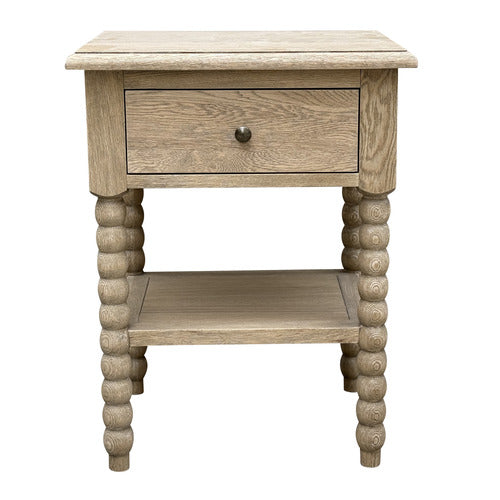 HAMILTON FURNITURE NATURAL DWAYNE OAK WOOD BEDSIDE TABLE