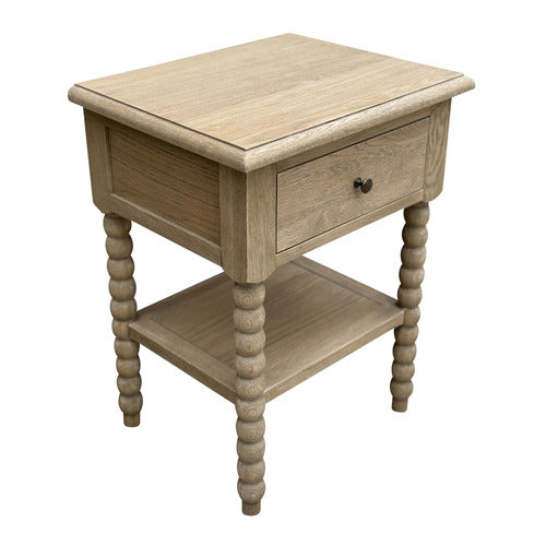 HAMILTON FURNITURE NATURAL DWAYNE OAK WOOD BEDSIDE TABLE