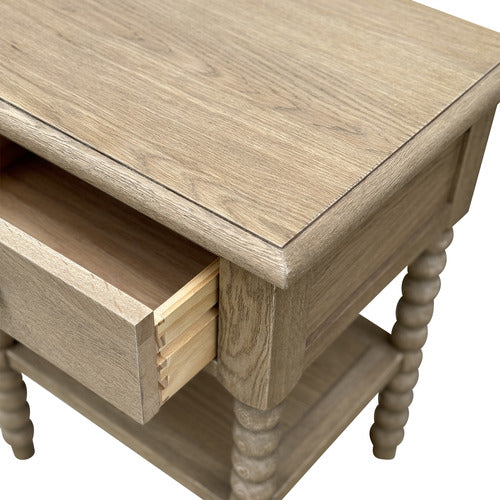 HAMILTON FURNITURE NATURAL DWAYNE OAK WOOD BEDSIDE TABLE