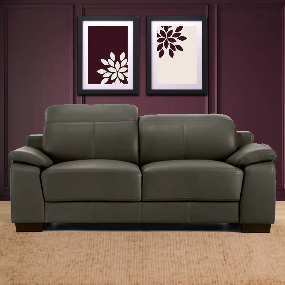 ESCHER LEATHER 2 SEATER SOFA DARK GREY