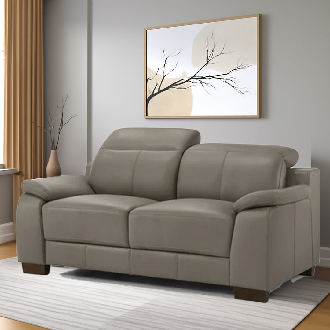 ESCHER LEATHER 2 SEATER SOFA MID GREY