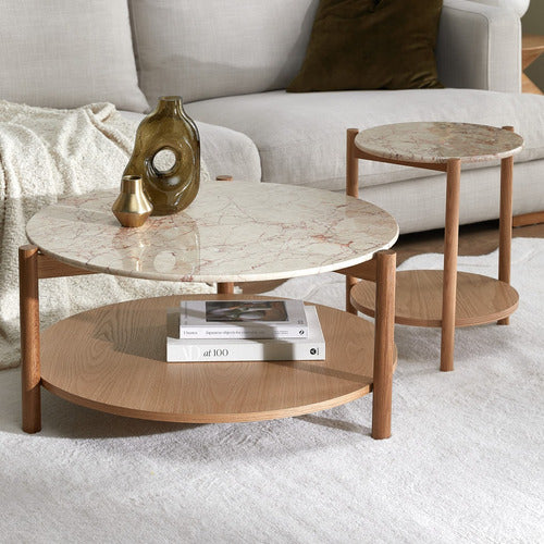 ESTUDIO FURNITURE MAYBURY 2 PIECE MARBLE COFFEE & SIDE TABLE SET