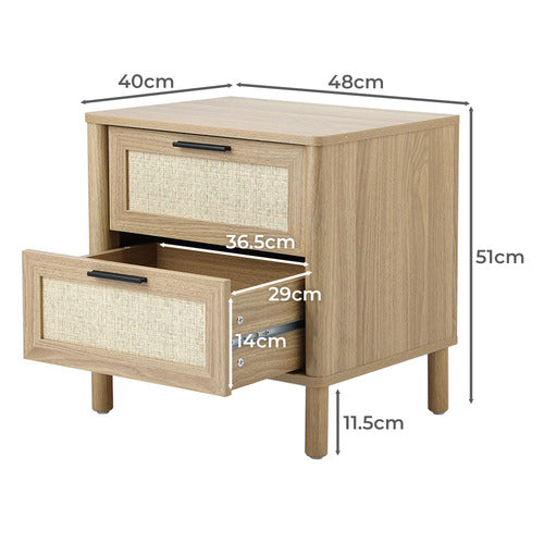 LIVING FUSION ELIDA RATTAN BEDSIDE TABLE