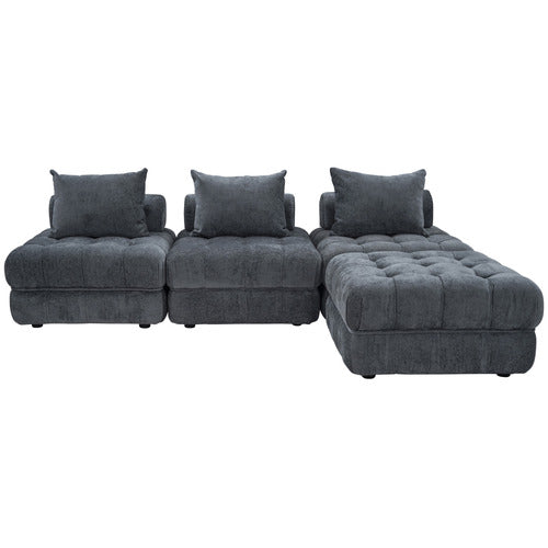 EVER DREAMING LIVING ELLA 4 SEATER BOUCLE SOFA & OTTOMAN SET
